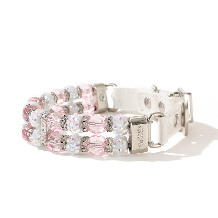 Boutique Beaded Pet Collar & Leash Set – Sparkling Crystal Design