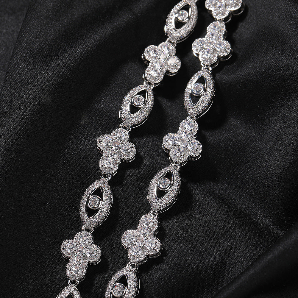 mens gold chain Diamond eye cross necklace