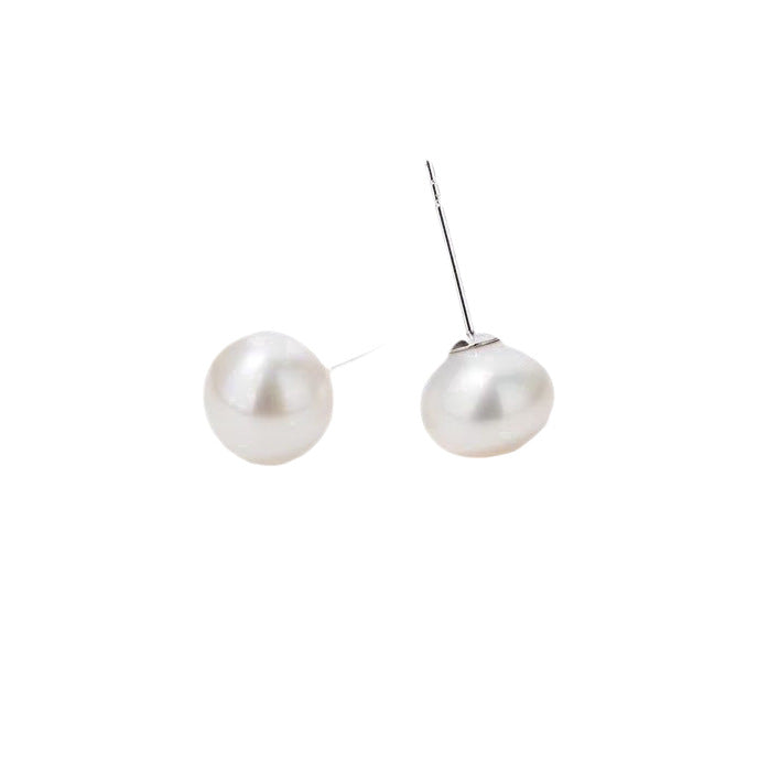 Women's Pure Sier Freshwater Pearl Ear Artistic Style Simple Small Sterling Earrings