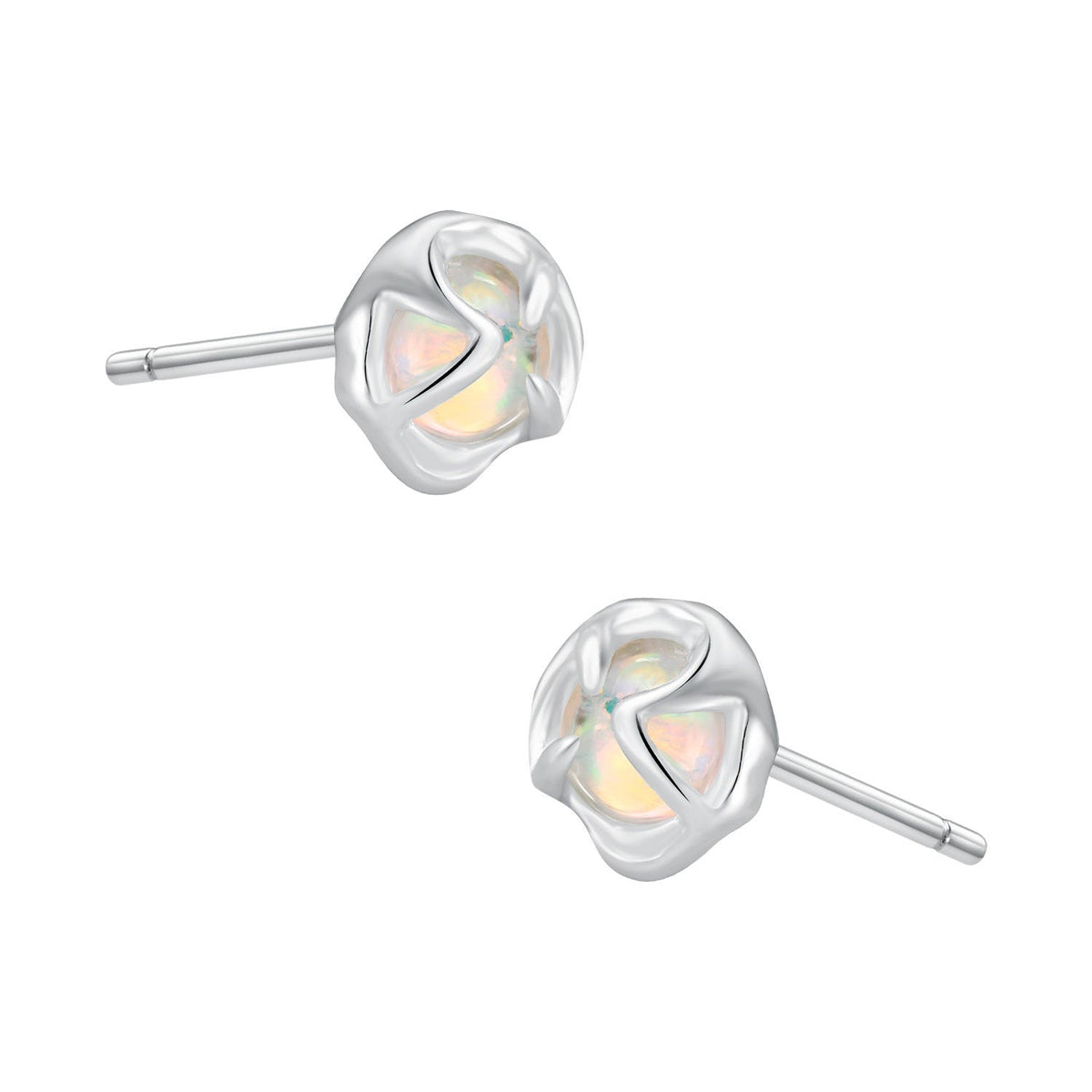 Women's Design Cold Style Simple Small Opal Sterling Sier Stud Earrings