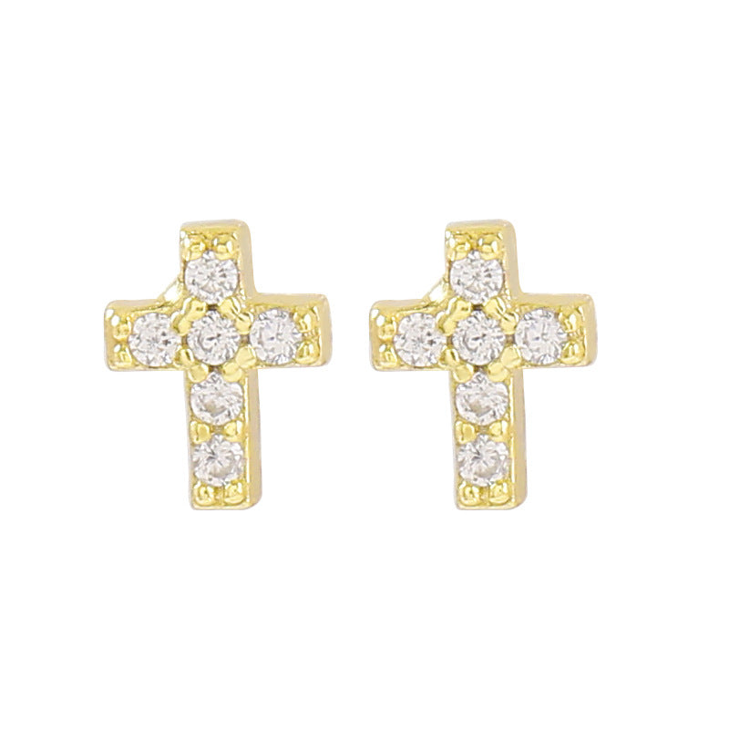 Cross Sterling Sier Simple Creative Small Design Suitable For Ear Earrings