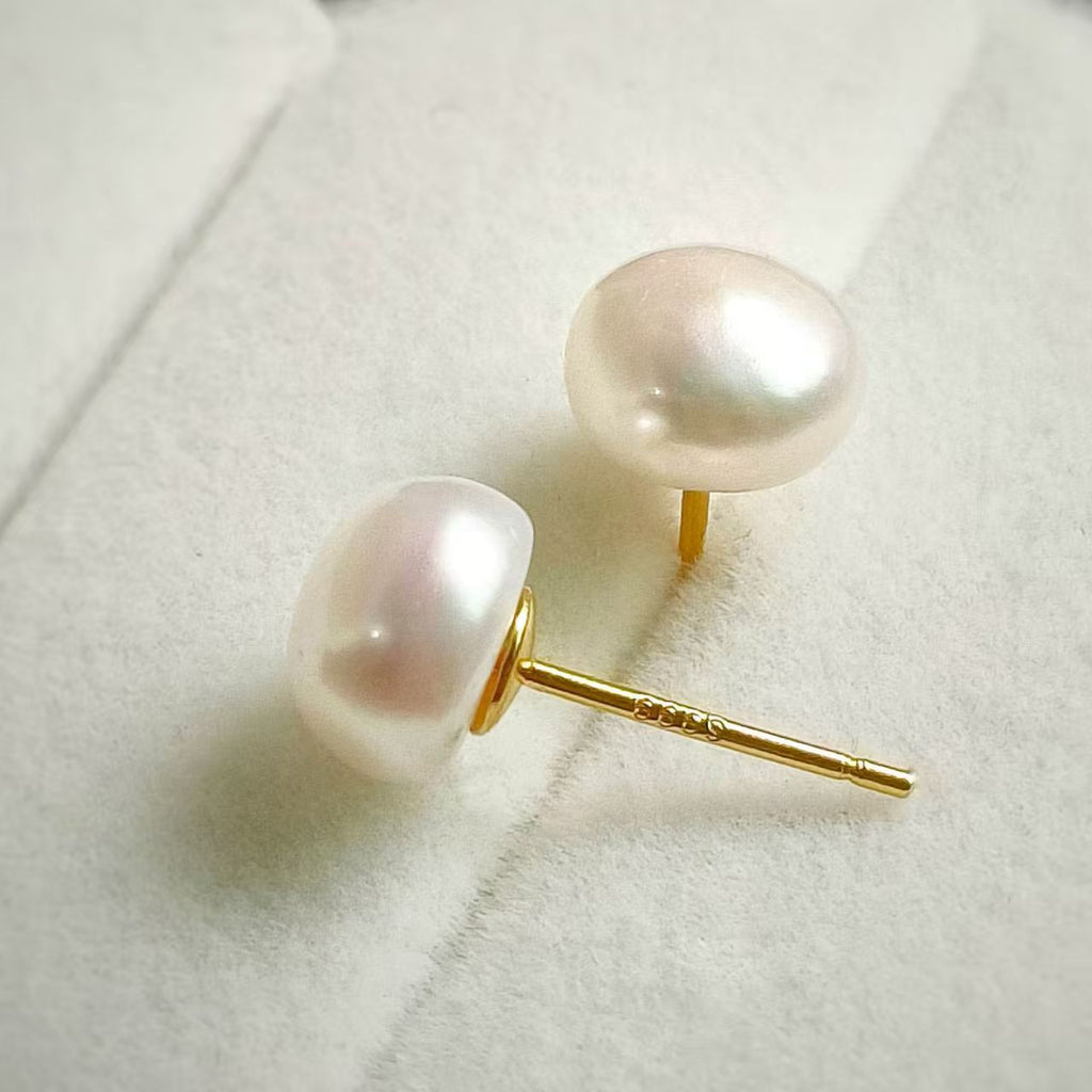 Women's Pure Sier Freshwater Pearl Ear Artistic Style Simple Small Sterling Earrings