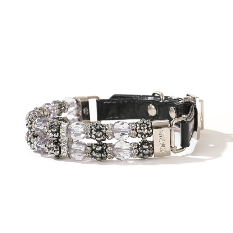 Boutique Beaded Pet Collar & Leash Set – Sparkling Crystal Design