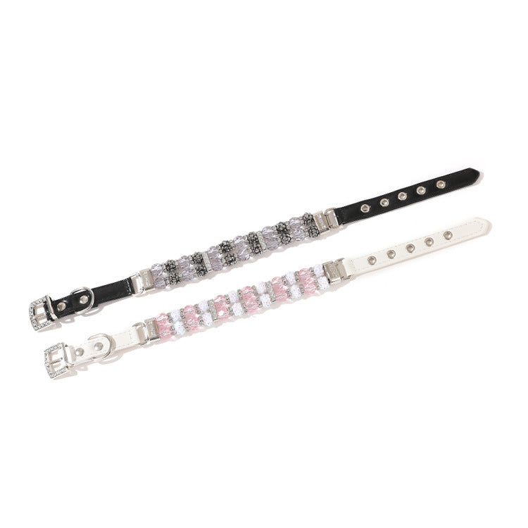 Boutique Beaded Pet Collar & Leash Set – Sparkling Crystal Design
