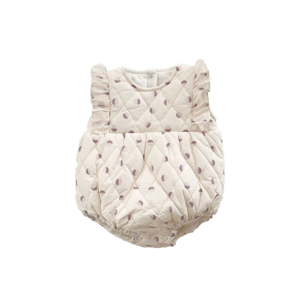 Winter Clothing Infant Girl Dotted Prints Vest Quilted Jumpsuit Romper