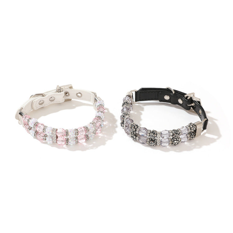 Boutique Beaded Pet Collar & Leash Set – Sparkling Crystal Design