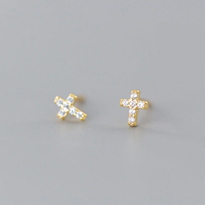 Cross Sterling Sier Simple Creative Small Design Suitable For Ear Earrings