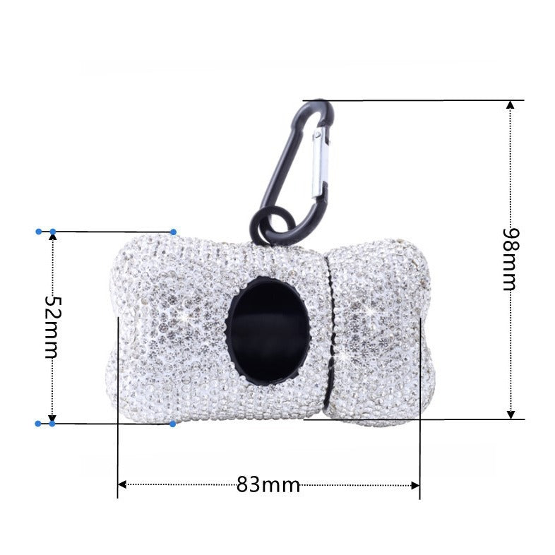 Sparkle Dog Poop Bag Holder – Crystal Bone Dispenser