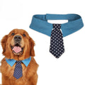 Patriotic Dog Tie Collar | Adjustable Blue Collar with Star Print Necktie for Dogs & Cats