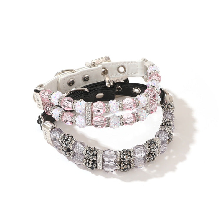 Boutique Beaded Pet Collar & Leash Set – Sparkling Crystal Design