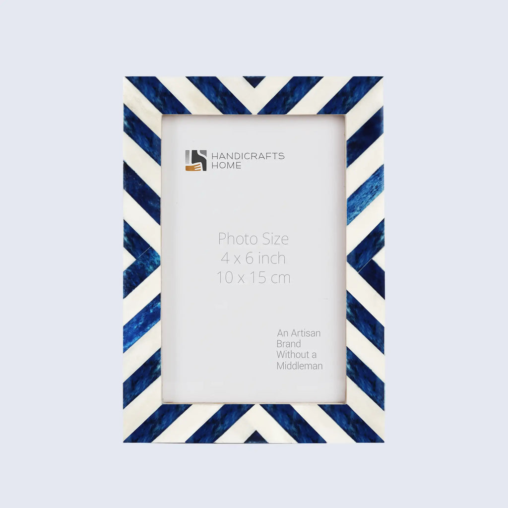 Blue White Chevron Bone Inlay Picture Frame 4x6 5x7 8x10
