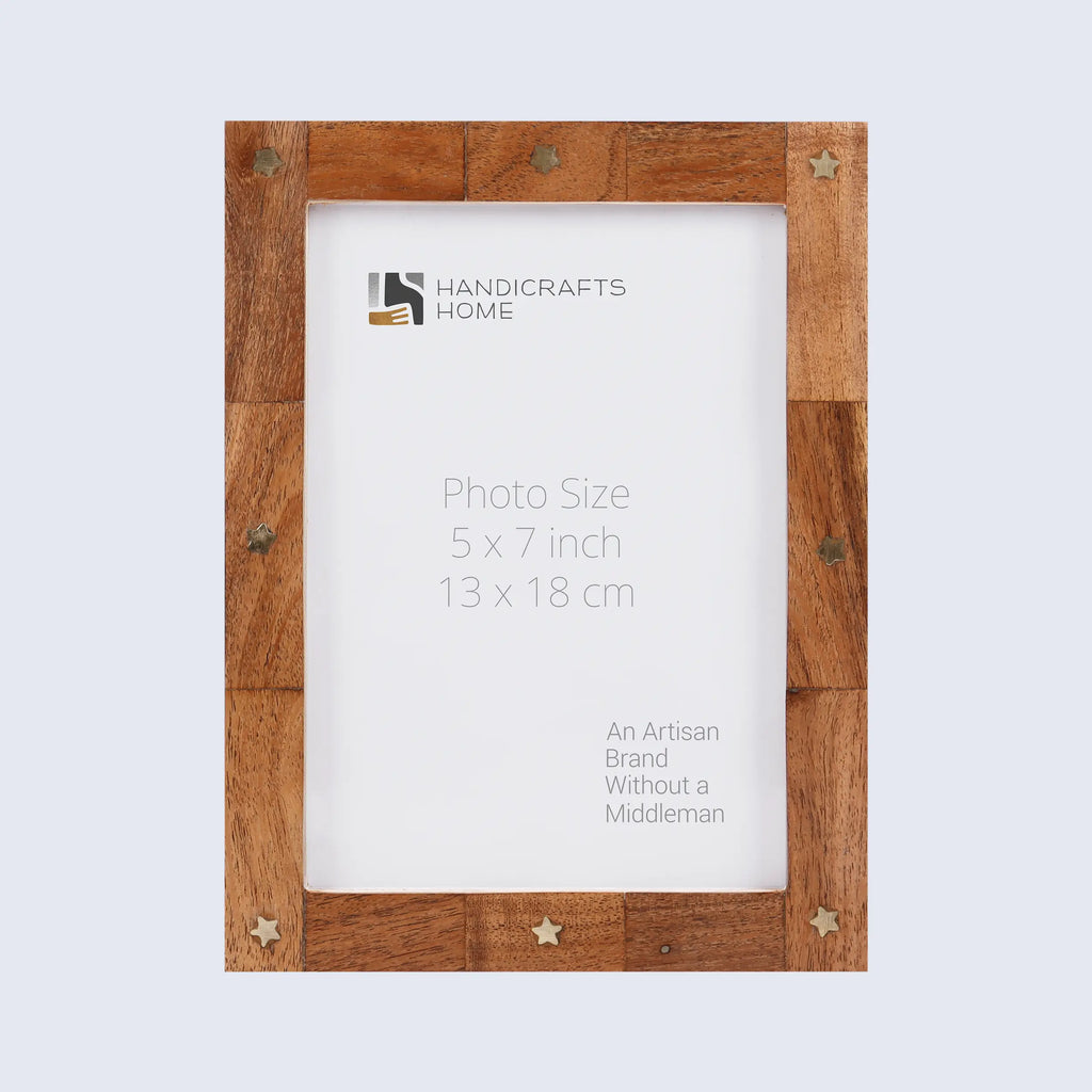 Picture Frame Star Wood Collection Brass & Wood Brown - 3 Sizes