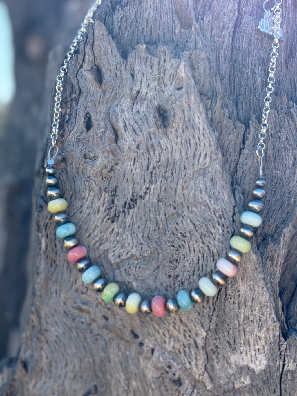 Sterling Silver Pastel Bead and Chunky Star Necklace Jewelry Stack Bundle