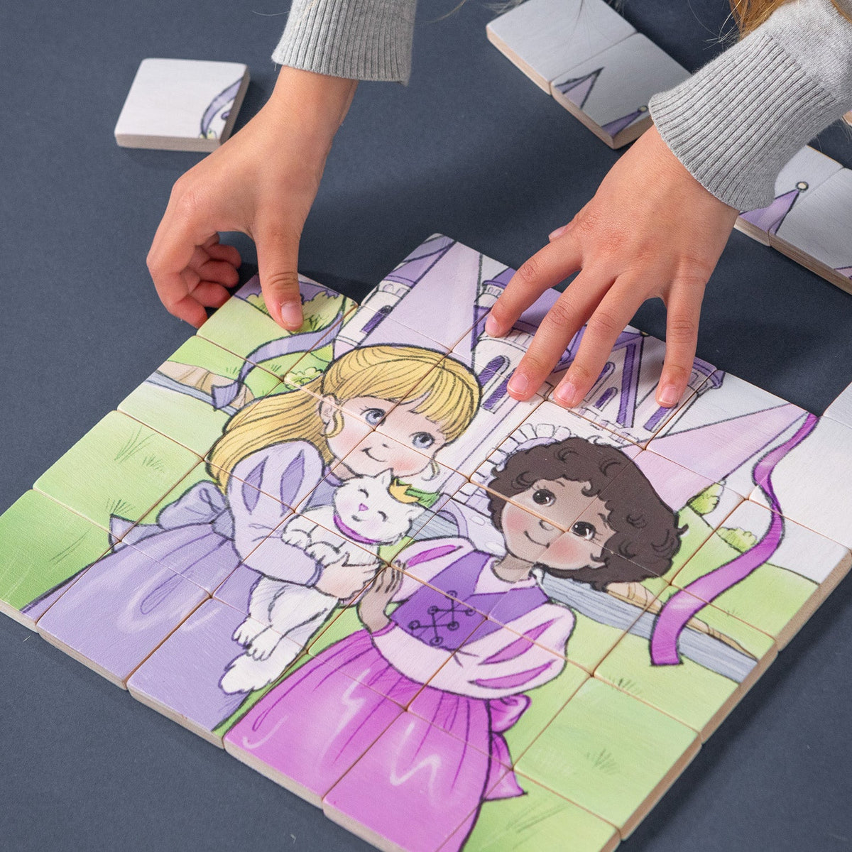 Magic Magnetic Wooden Puzzle with Cotton Bag - Princess Friends | Made in the Canada | Printed with Non-toxic Ink in the USA 🇺🇸