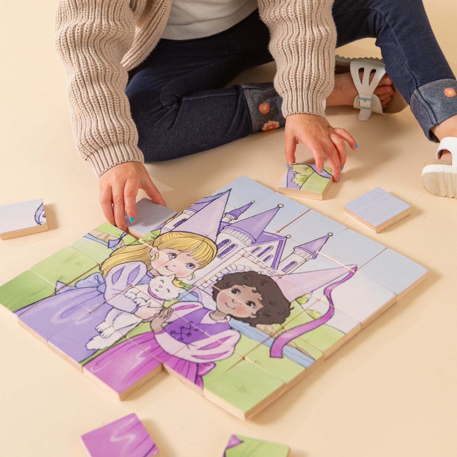Magic Magnetic Wooden Puzzle with Cotton Bag - Princess Friends | Made in the Canada | Printed with Non-toxic Ink in the USA 🇺🇸