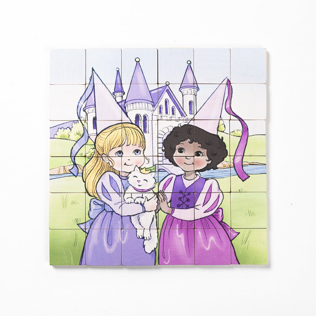 Magic Magnetic Wooden Puzzle with Cotton Bag - Princess Friends | Made in the Canada | Printed with Non-toxic Ink in the USA 🇺🇸