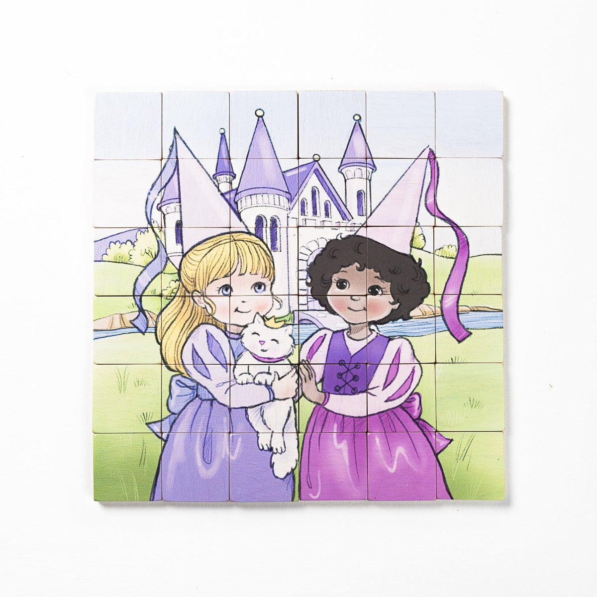 Magic Magnetic Wooden Puzzle with Cotton Bag - Princess Friends | Made in the Canada | Printed with Non-toxic Ink in the USA 🇺🇸