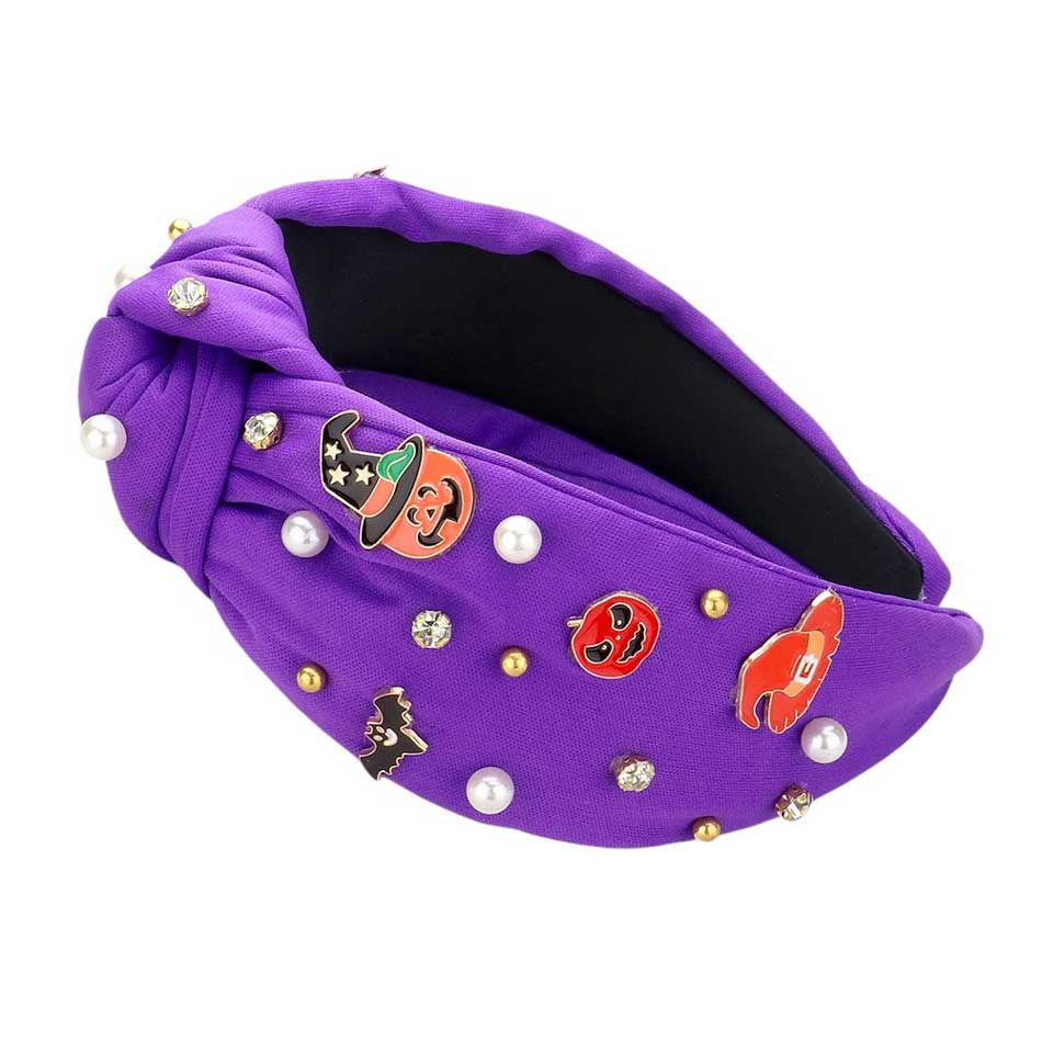 Enamel Halloween Charm Stone Cluster Embellished  Headband