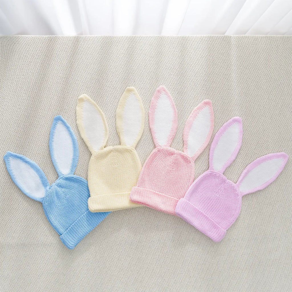 Bunny Ear Knit Beanie in Pink