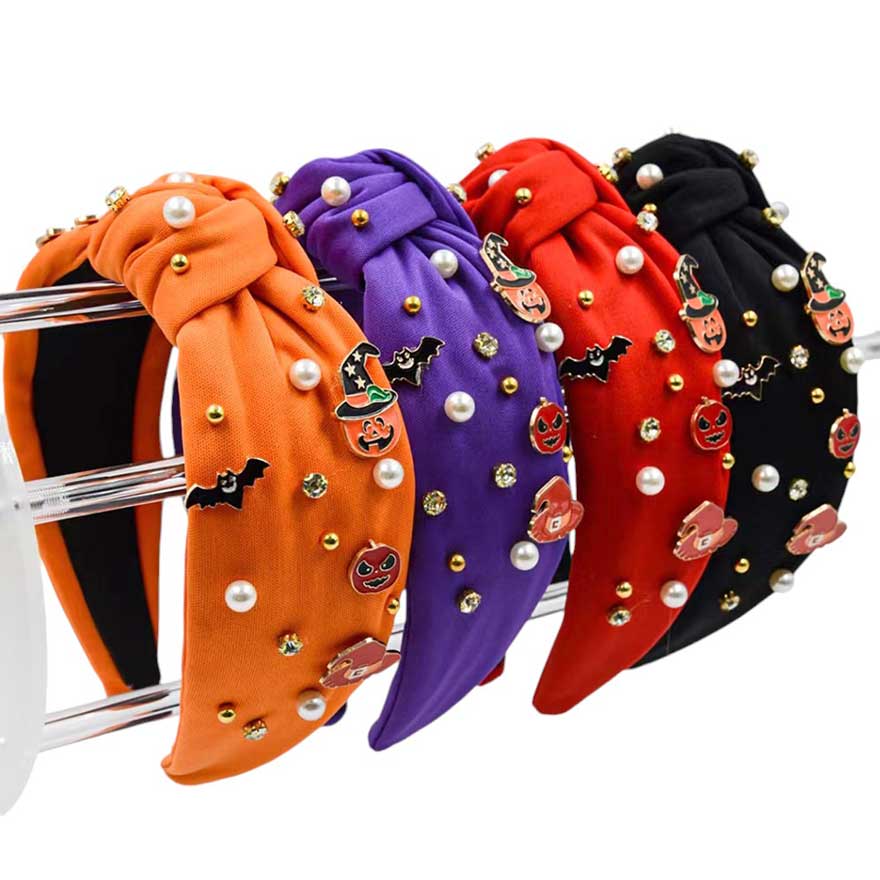 Enamel Halloween Charm Stone Cluster Embellished  Headband
