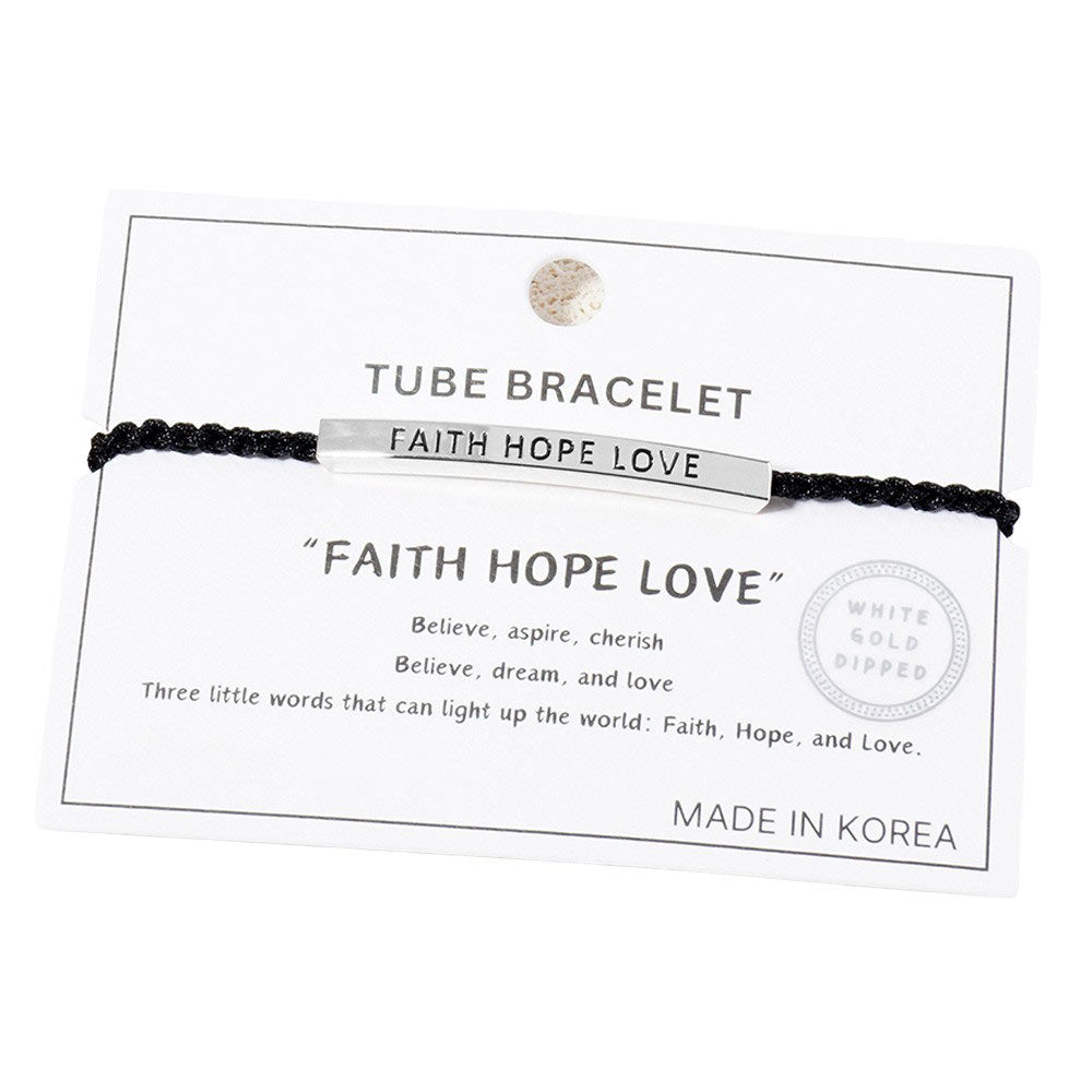 Gold Dipped FAITH HOPE LOVE Rope Cinch Pull Tie Bracelet
