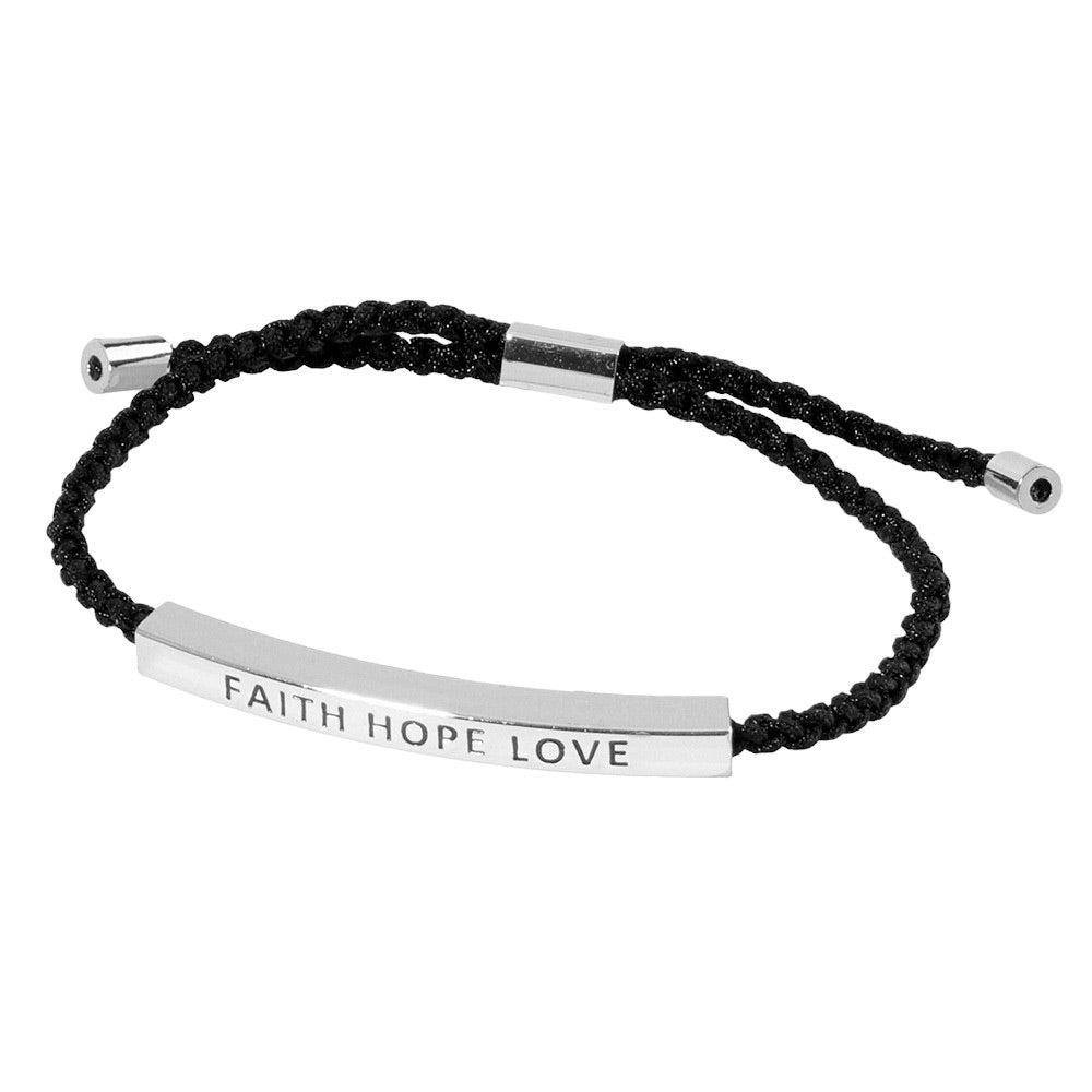 Gold Dipped FAITH HOPE LOVE Rope Cinch Pull Tie Bracelet