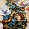 Autumn Squirrel Maple Leaves Printed Linen Table Runners Thanksgiving Fall Season Dresser Scarf Table Decor Holiday Party Decor