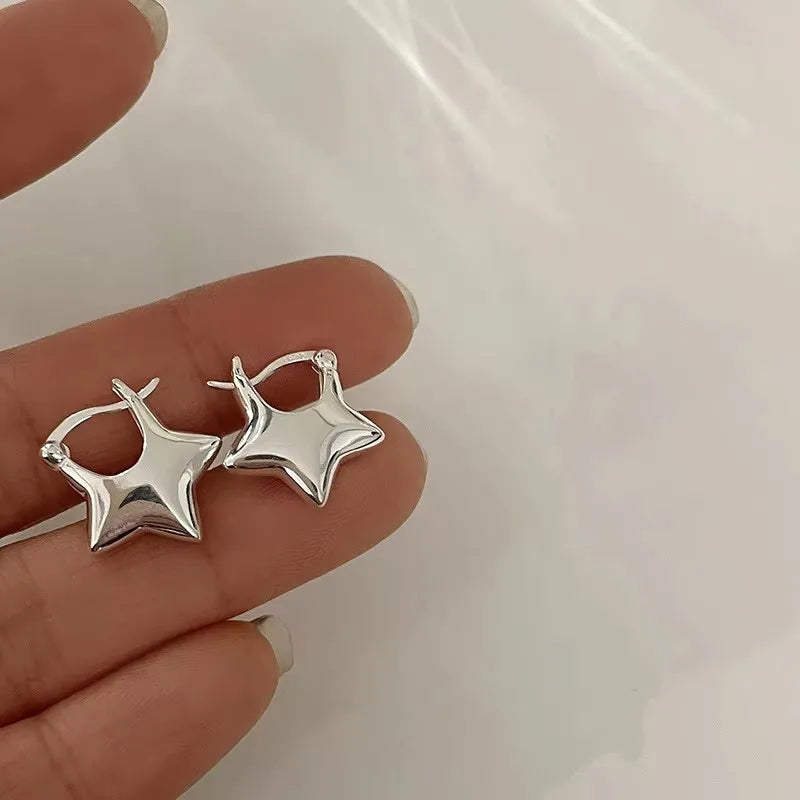 925 Sterling Silver Vintage Simple Star Earrings For Women Trendy Earring Jewelry Prevent Allergy Party Accessories Gift