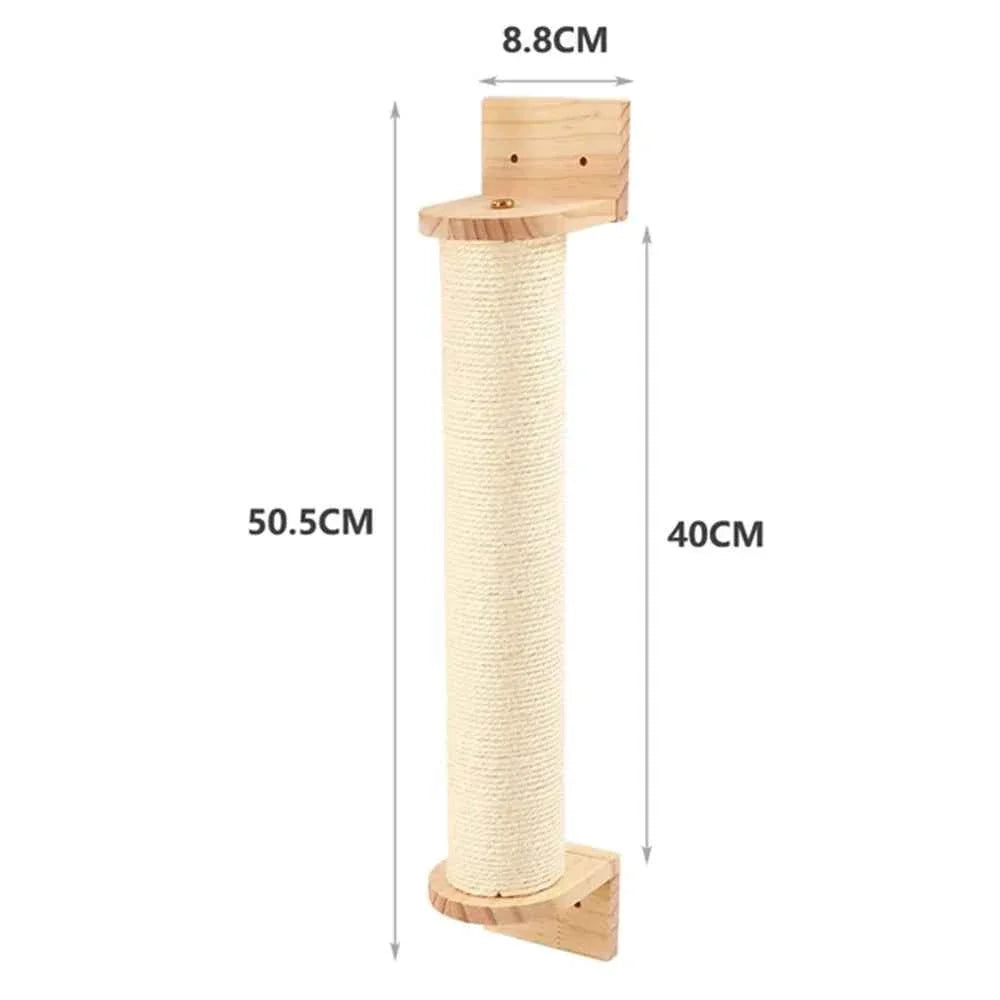 Wall-Mounted Cat Climbing Rope – Solid Wood Pedals & Sisal Scratch Training Toy for Indoor Cats