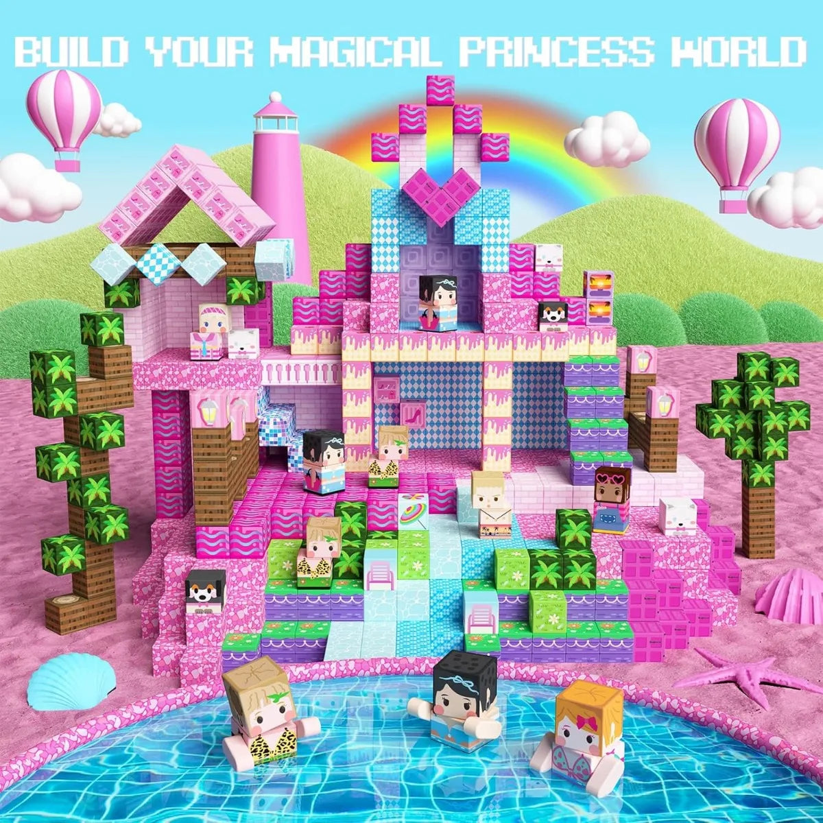 Magnetic Building Blocks Mine World Castle & Villa STEM Construction Set