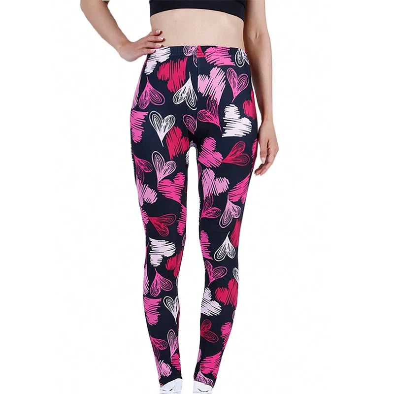 Red White Heart Shaped Cute Sexy Women's Leggings With High Elasticity Sexy Tight Fit Casual Sports Fitness Yoga Pants