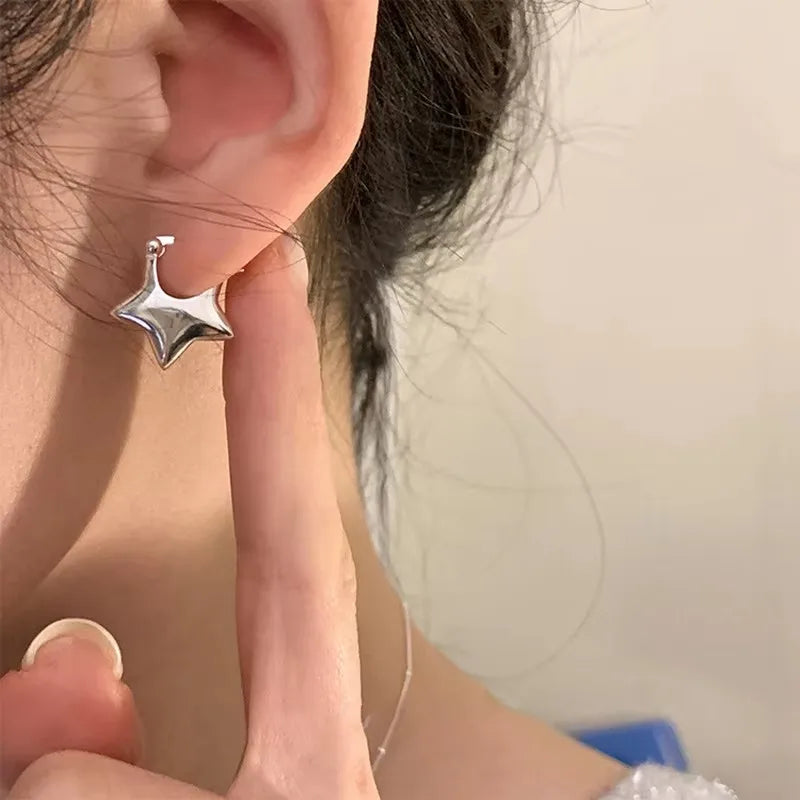 925 Sterling Silver Vintage Simple Star Earrings For Women Trendy Earring Jewelry Prevent Allergy Party Accessories Gift
