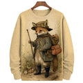 Animal Fox Printed Hoody Men Oversized Sweatshirts Hip Hop Round Neck Streetwear Clothing Loose Fleece Men's Hoodies Pullover