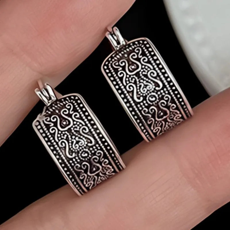 925 Sterling Silver Texture Flower Earrings For Women Gothic Trendy Simple Retro Earring Jewelry Party Accessories