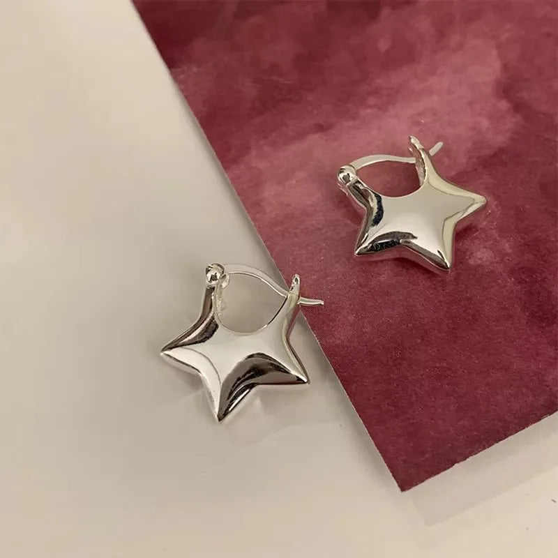 925 Sterling Silver Vintage Simple Star Earrings For Women Trendy Earring Jewelry Prevent Allergy Party Accessories Gift