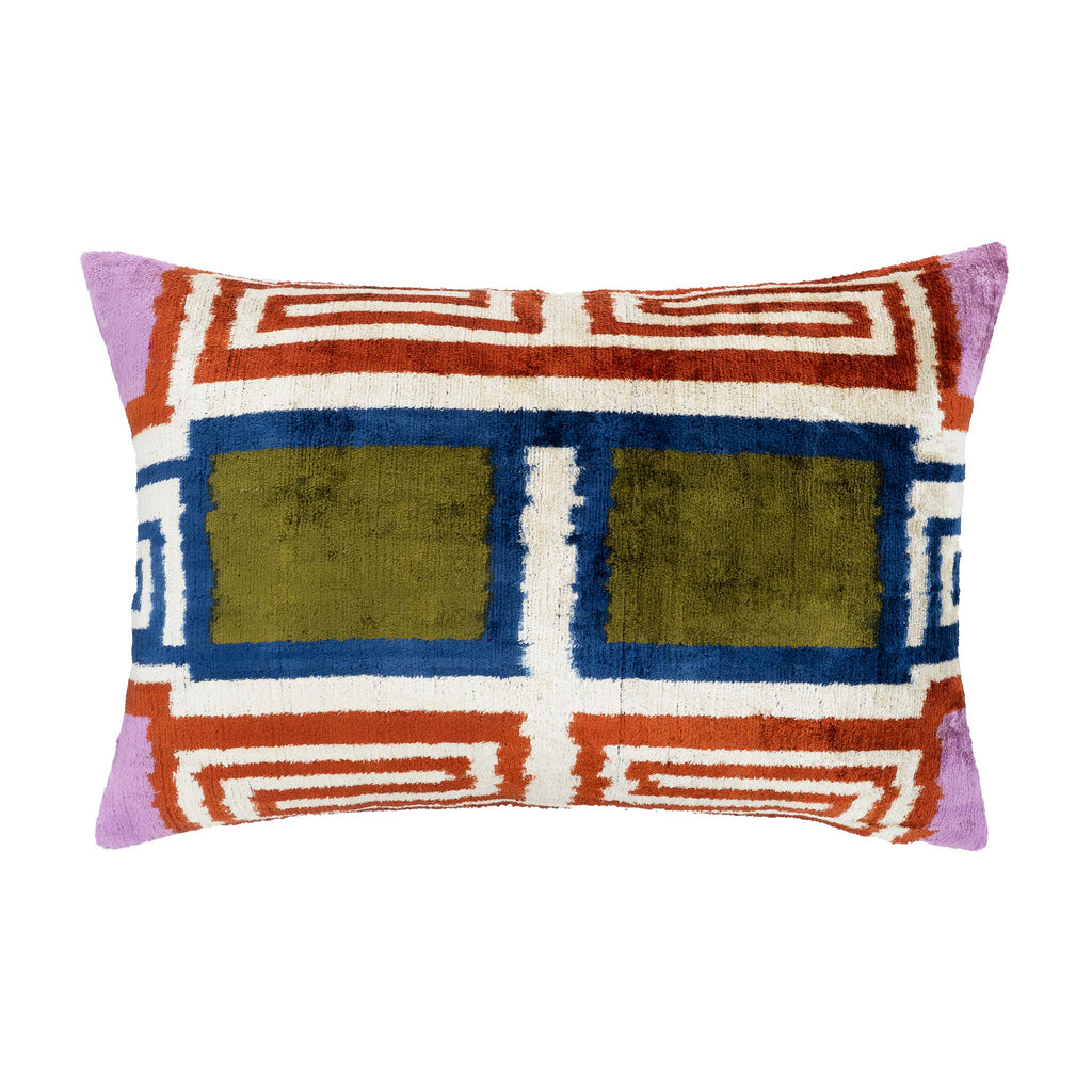Soho Silk Velvet Ikat Throw Pillow Cover 16 X 24