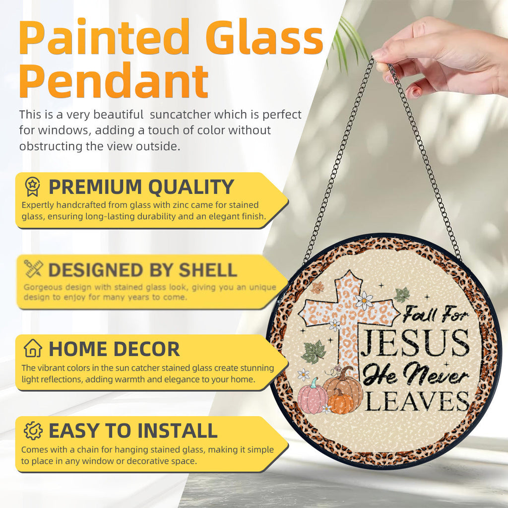 Fall for Jesus Autumn Glass Suncatcher