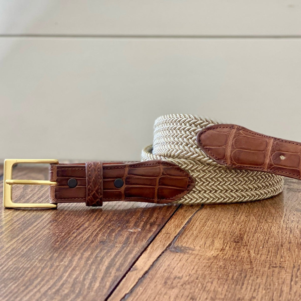 The Stretch Belt, Tan & White
