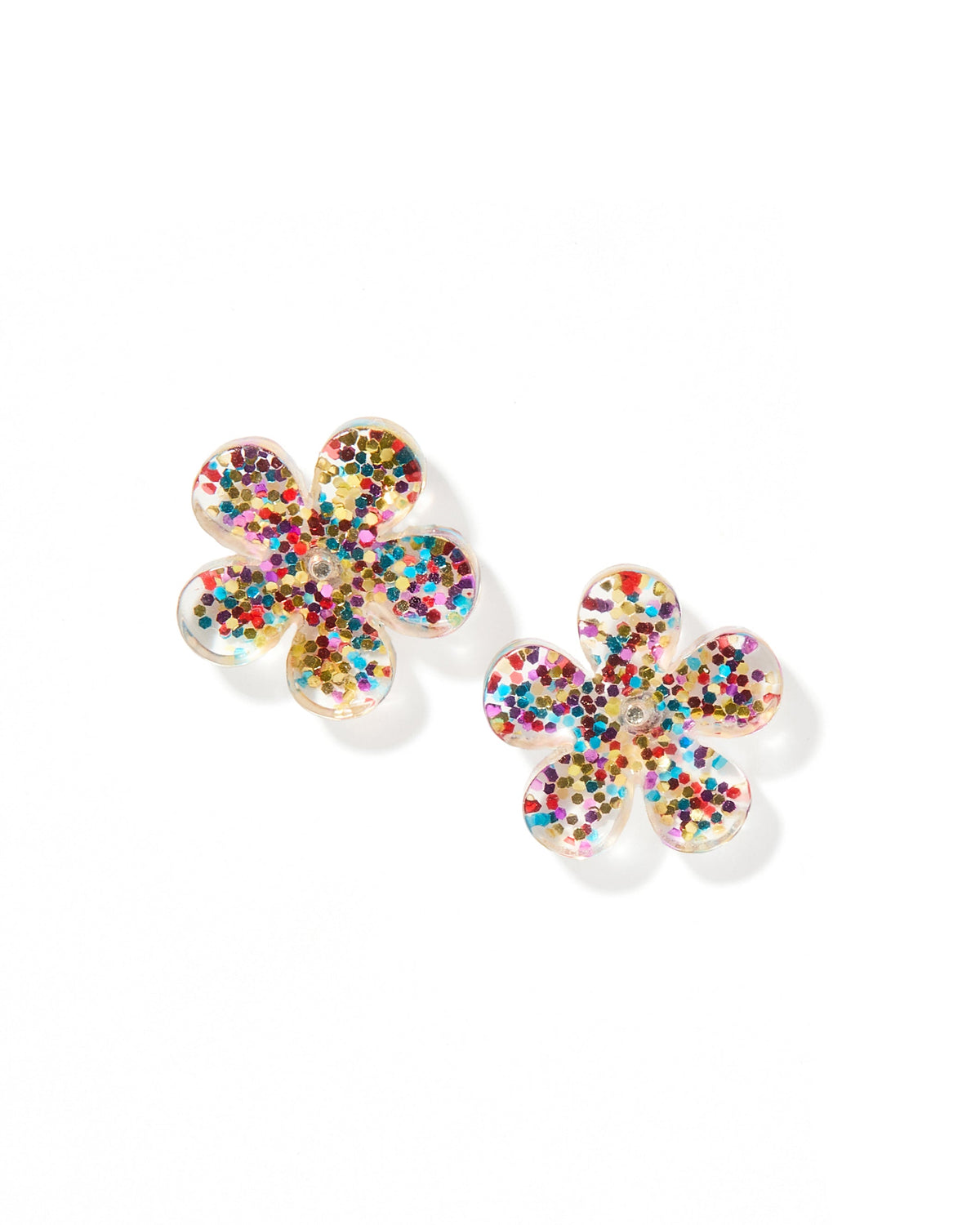 Jenna Stud Earrings - Flower Multi Glitter