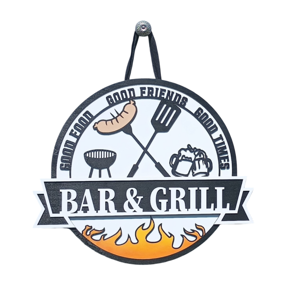 Bar & Grill Sign for Patio, Backyard & Outdoor Kitchen Decor