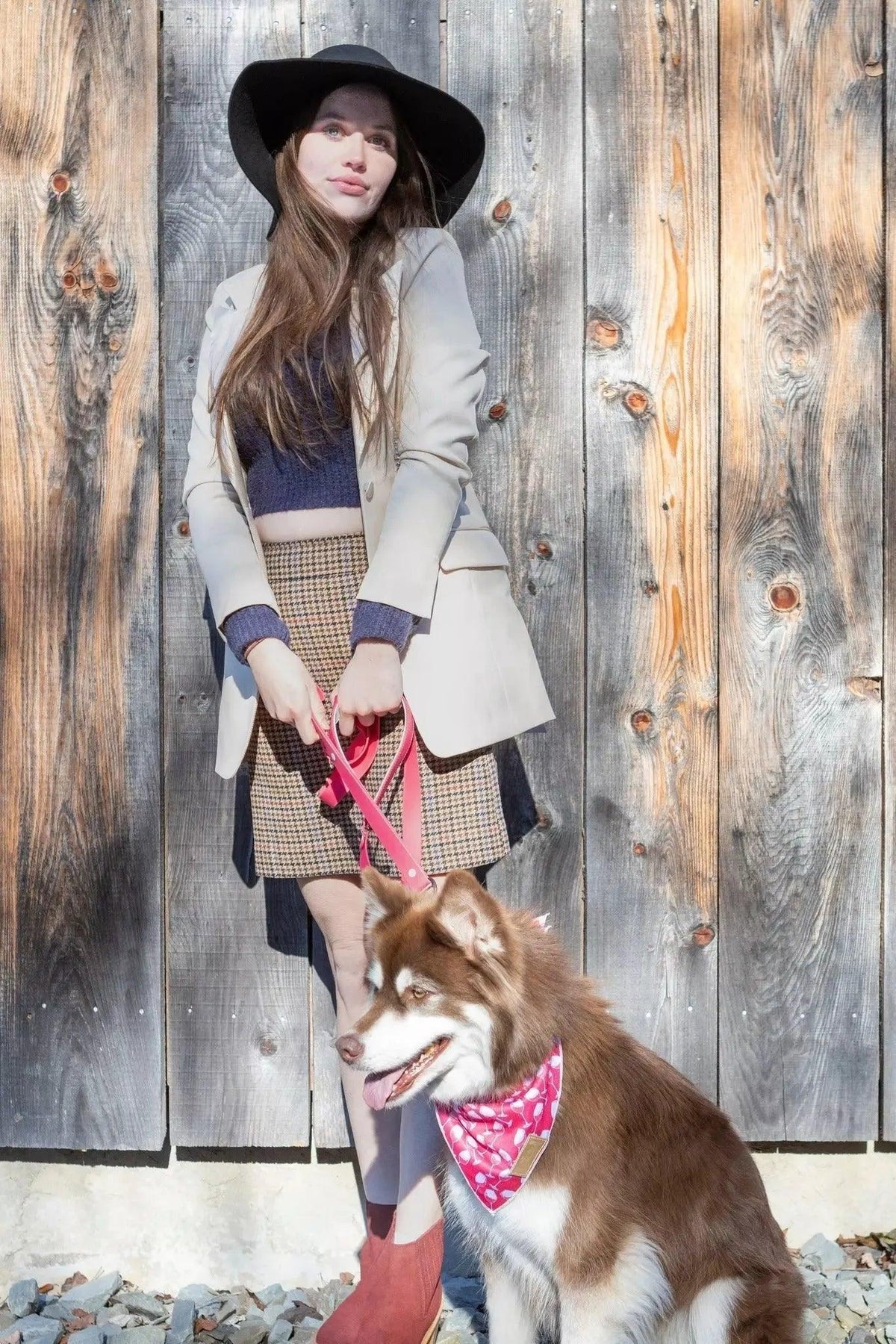 Wine Plaid Dog Bandana