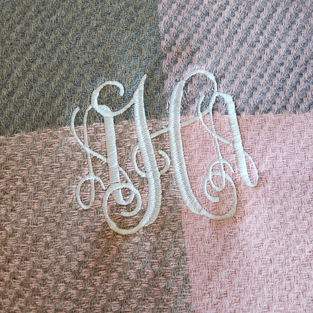 Cozy Fall Scarf – Monogram-Embroidered Plaid Wrap