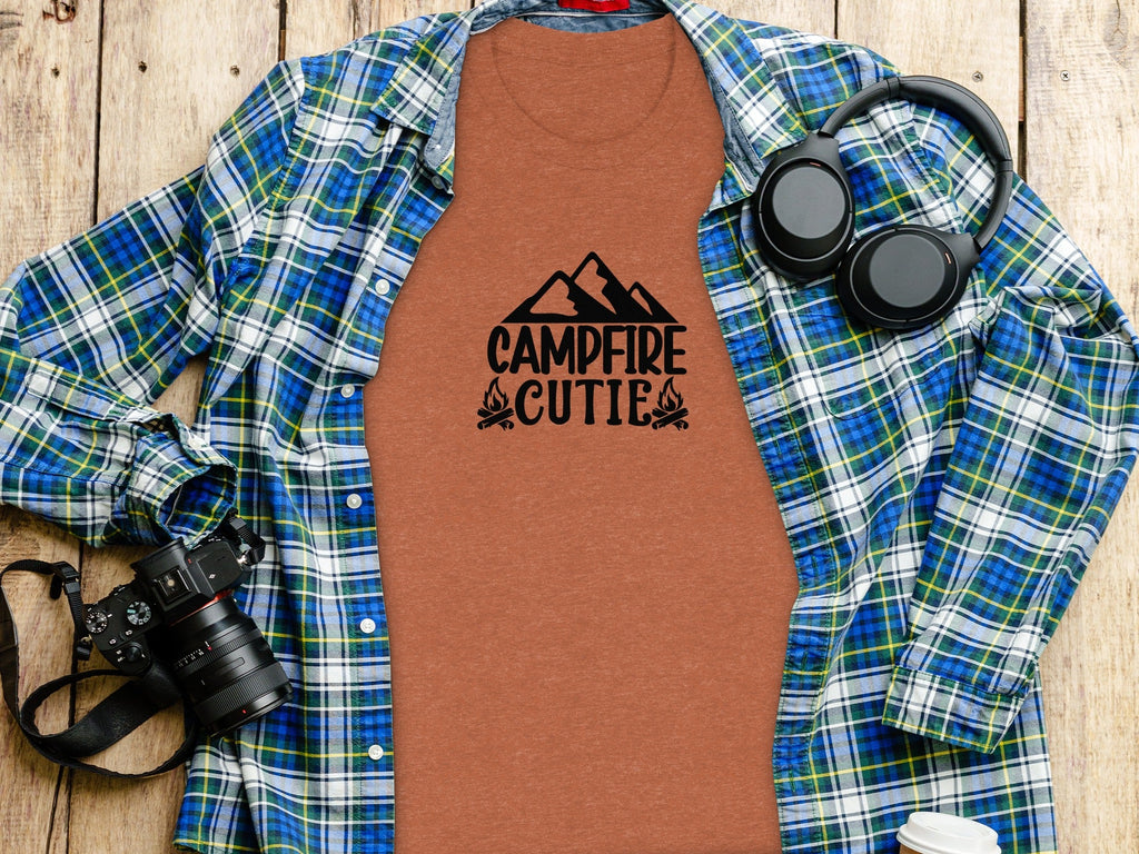 Campfire Cutie With Mountain Silhouette Graphic T-Shirt