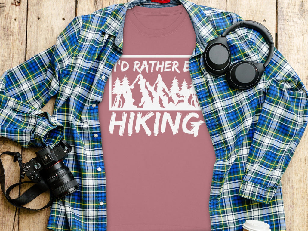 I'd Rather Be Hiking Mountain Graphic Long Sleeve T-Shirt