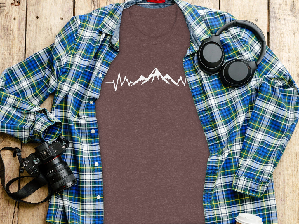 Mountain Heartbeat Line Illustration Graphic Design T-Shirt