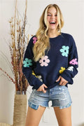 Floral Design Knit Sweater