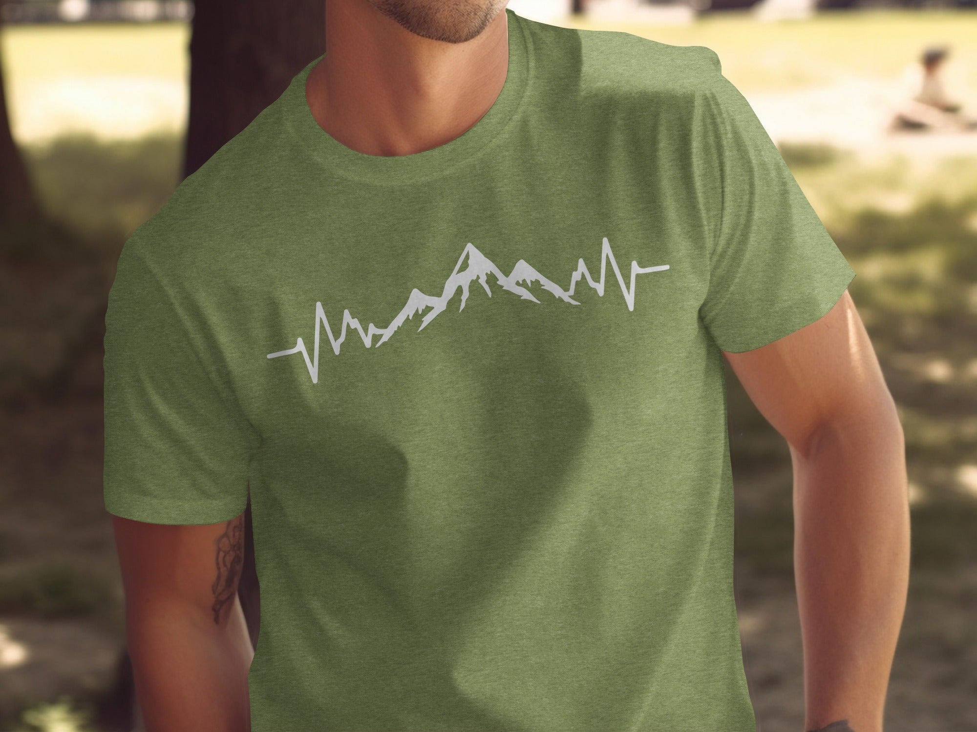 Mountain Heartbeat Line Illustration Graphic Design T-Shirt