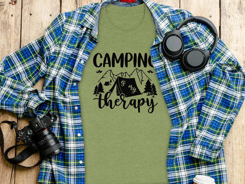 Camping Is My Therapy Mountain Design Graphic T-Shirt