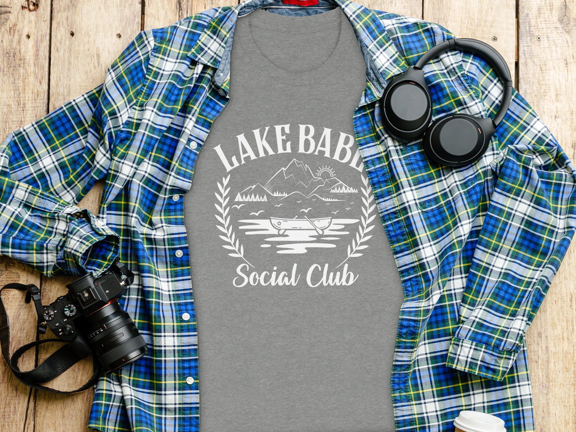 Lake Babe Social Club Mountains and Boat Graphic T-Shirt
