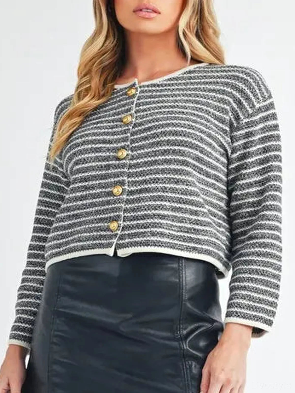 Elegant Striped Button-Down Cardigan